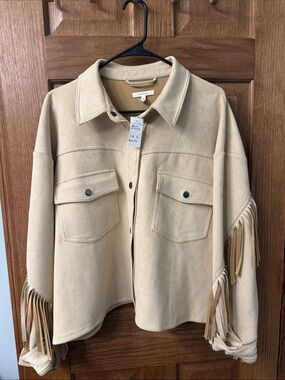 Maurice’s Beige Faux Suede Fringe Jacket